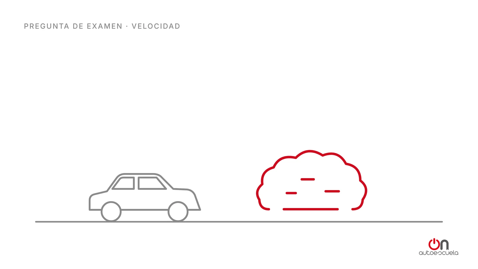 Dibujo de un coche que se acerca a una nube de polvo o humo en la carretera.